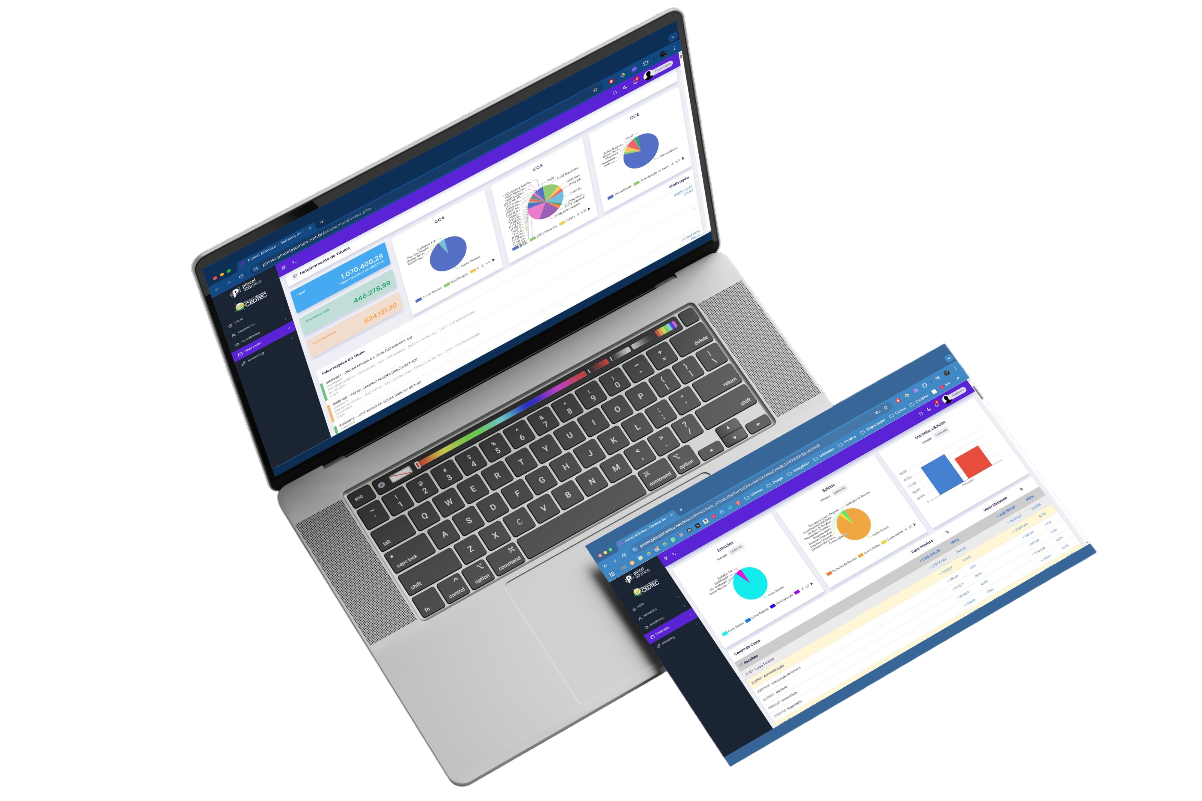 Laptop com plataforma educacional